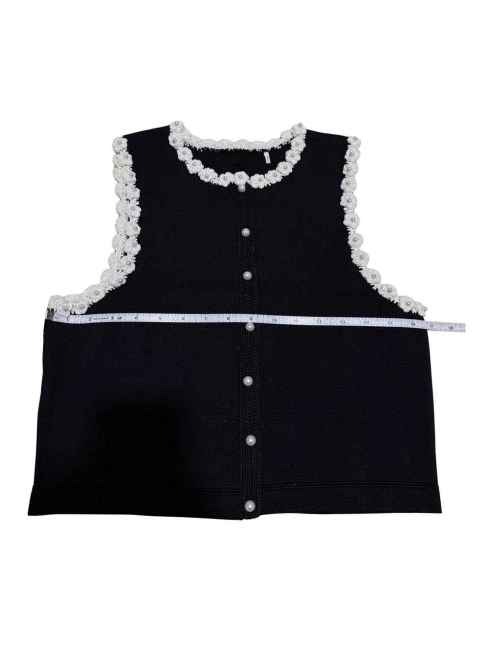 Sandro Black Pearl-Trim Knit Vest ASO IU - Picture 2 of 4